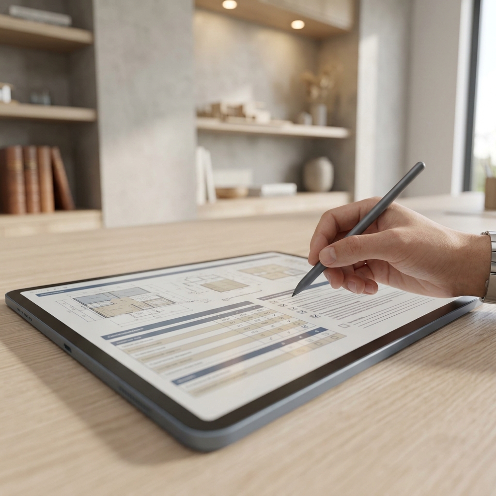 Tablet displaying builder concession terms and details