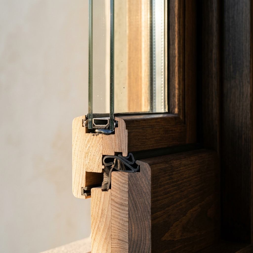 Close up detail of energy efficient window frame in new construction home