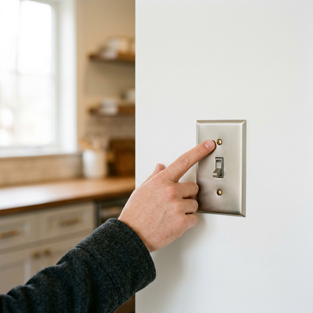Buyer inspecting home fixtures and details closely