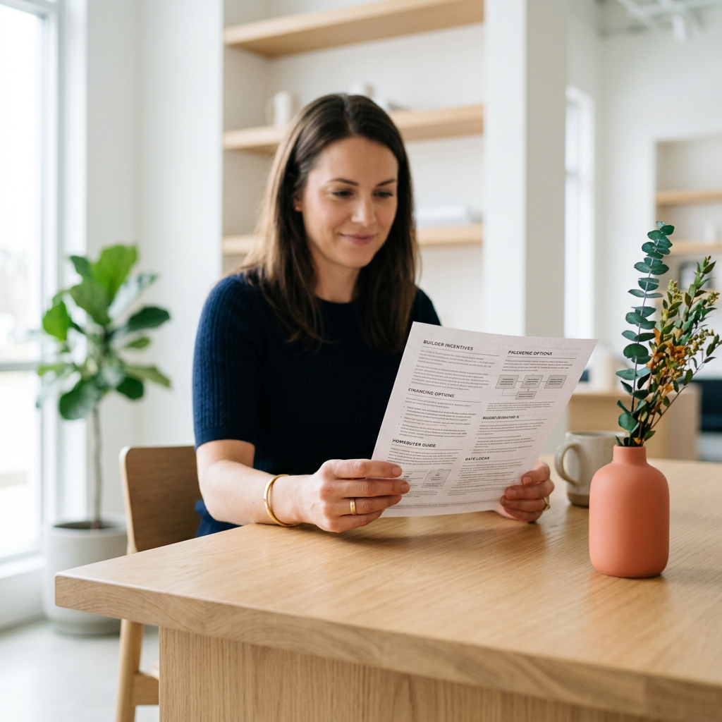 Buyer reviewing affordable new construction financing options