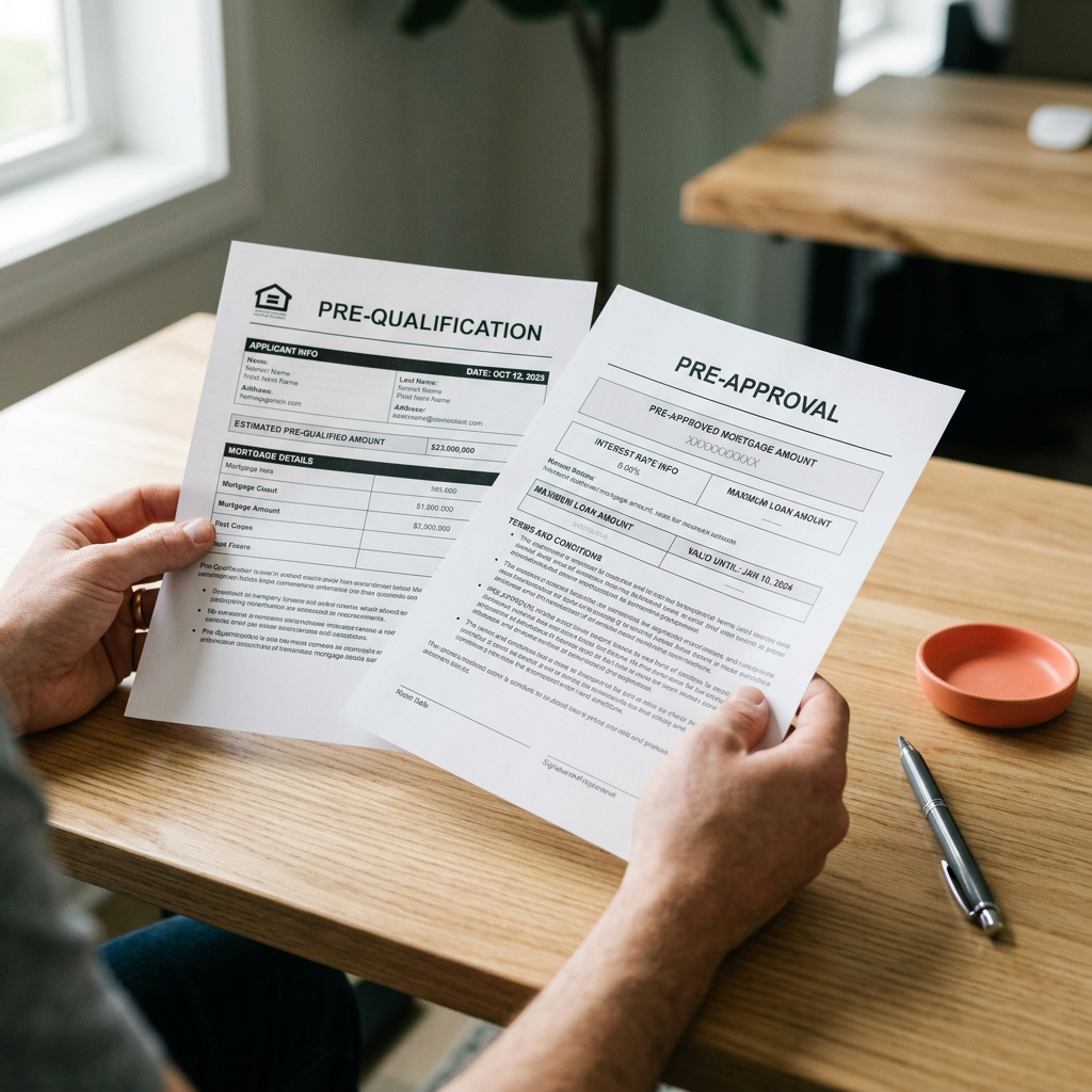 Pre-qualification and pre-approval documents side by side