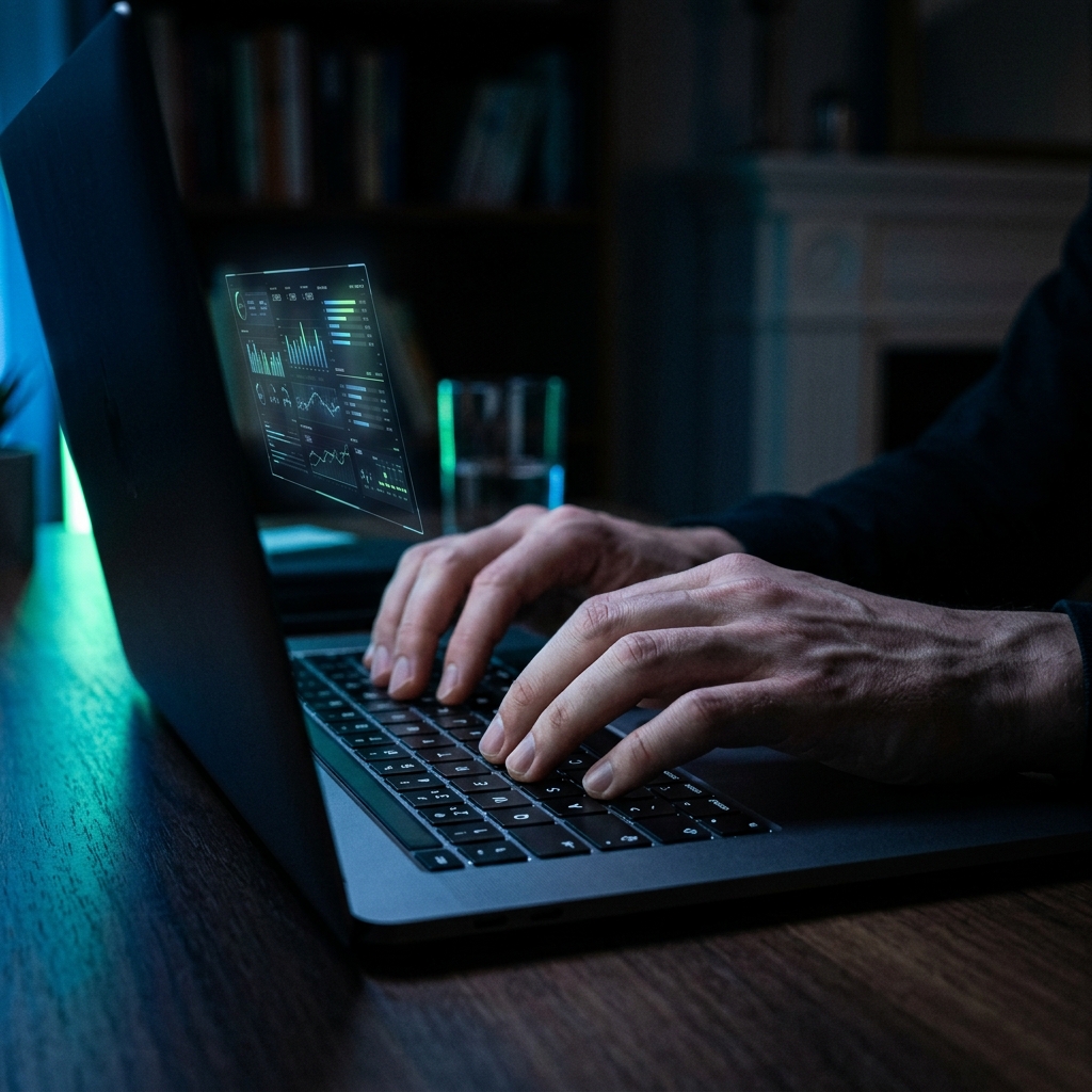 Founder working late tracking startup metrics