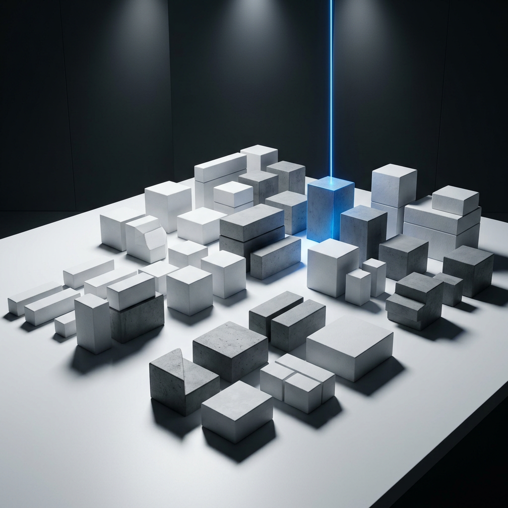 Modular geometric blocks with directional blue illumination