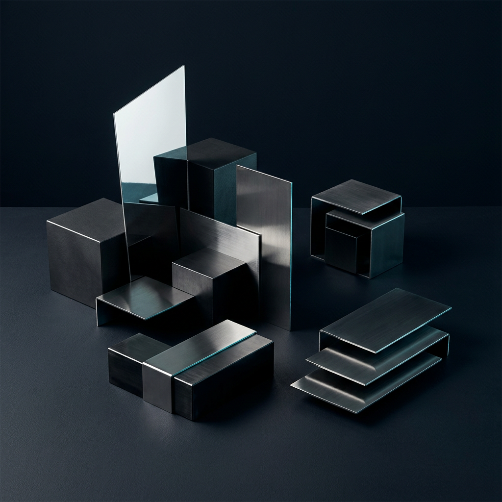 Geometric metal forms with architectural clarity and contrast