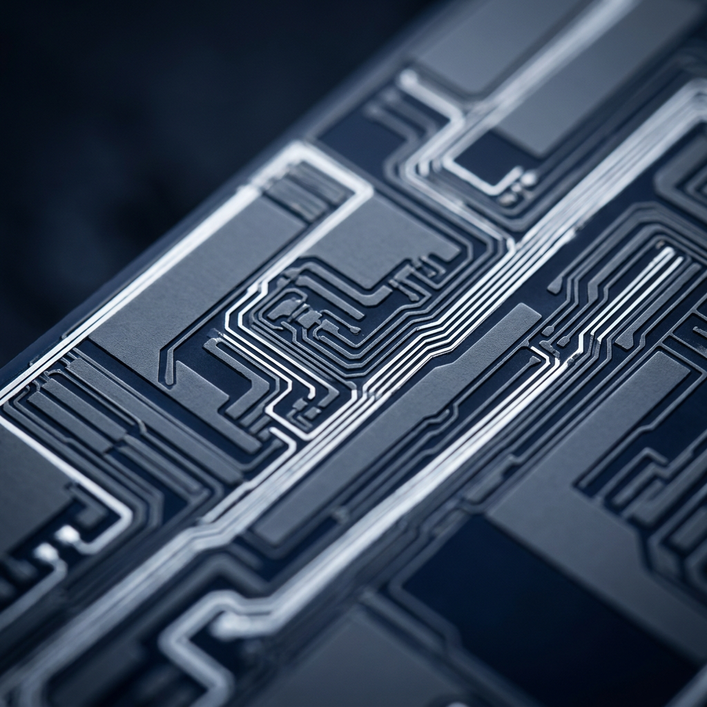 Microprocessor circuit pathways under macro photography