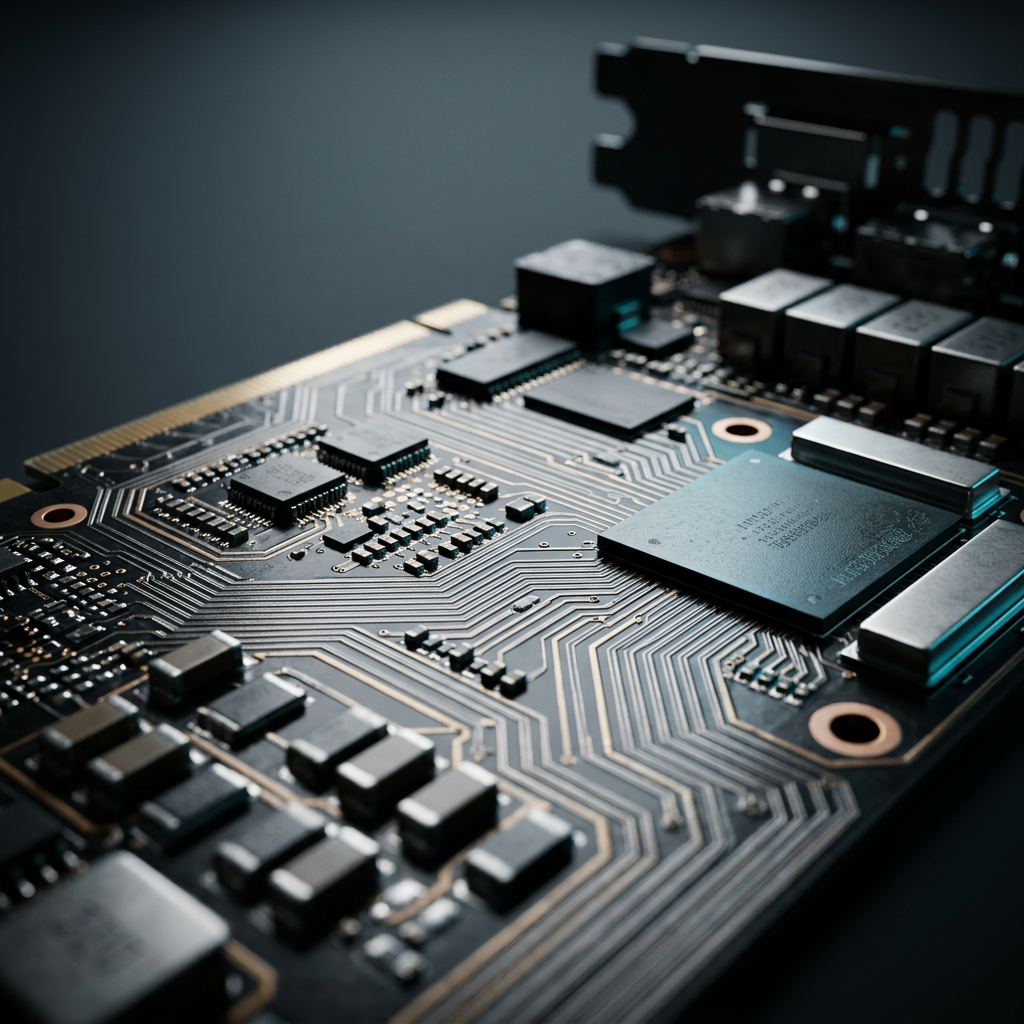 GPU circuit board macro with precision lighting
