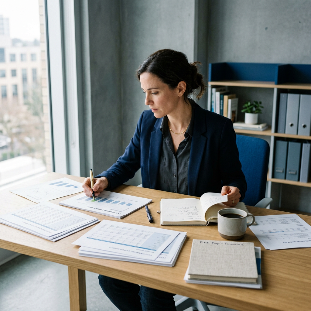Founder analyzing funding criteria documents