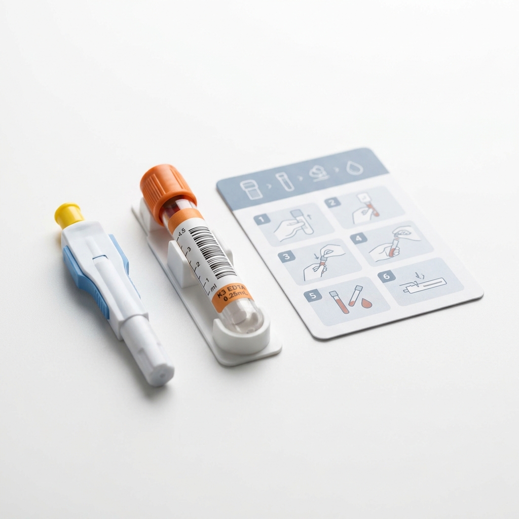 Professional blood collection testing kit detail