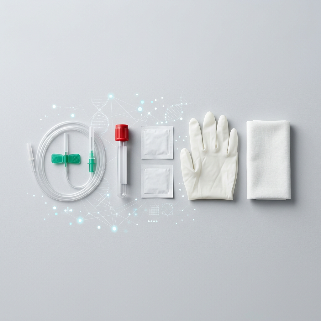 Professional at-home blood collection kit with digital health overlay