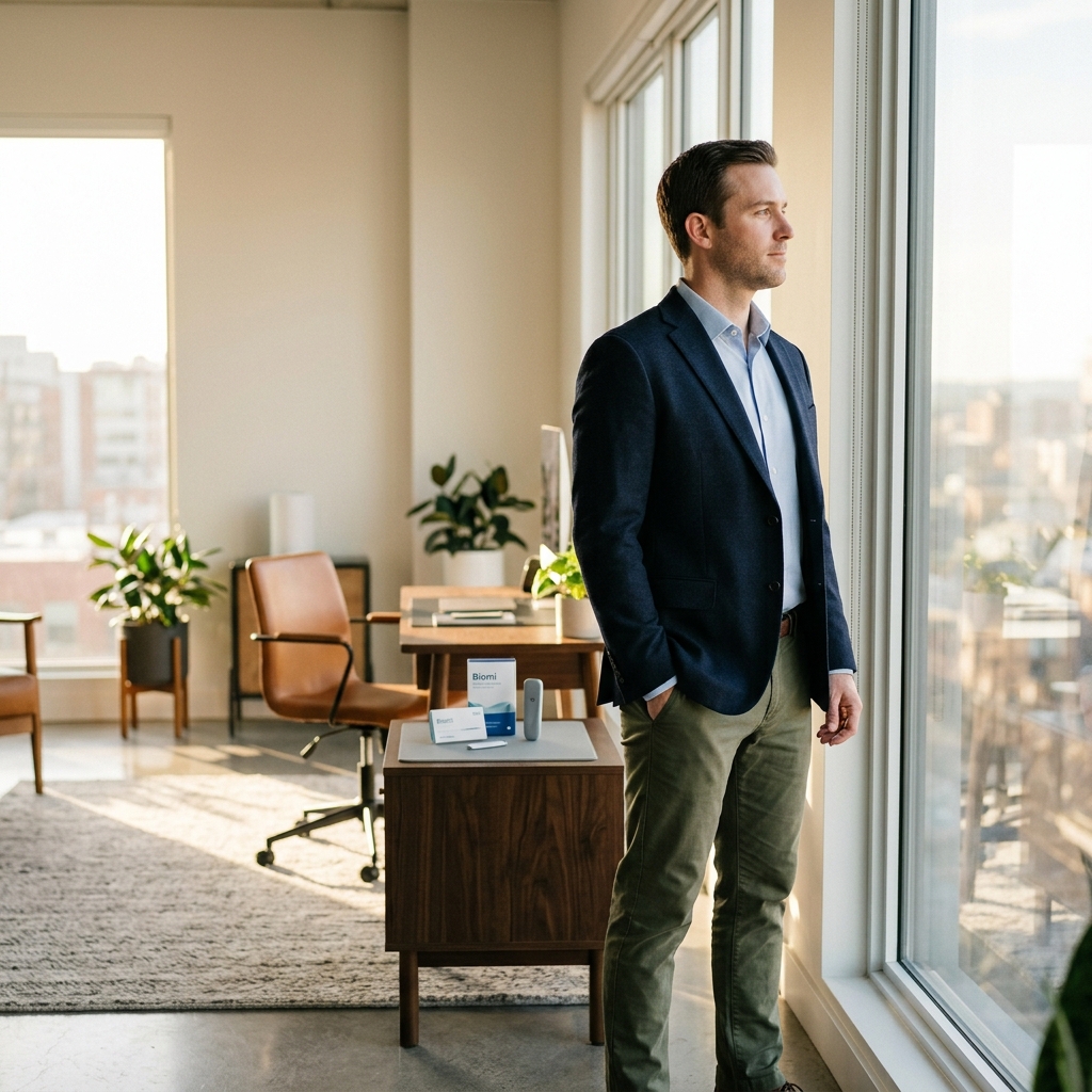 Professional male reviewing longitudinal health trajectory