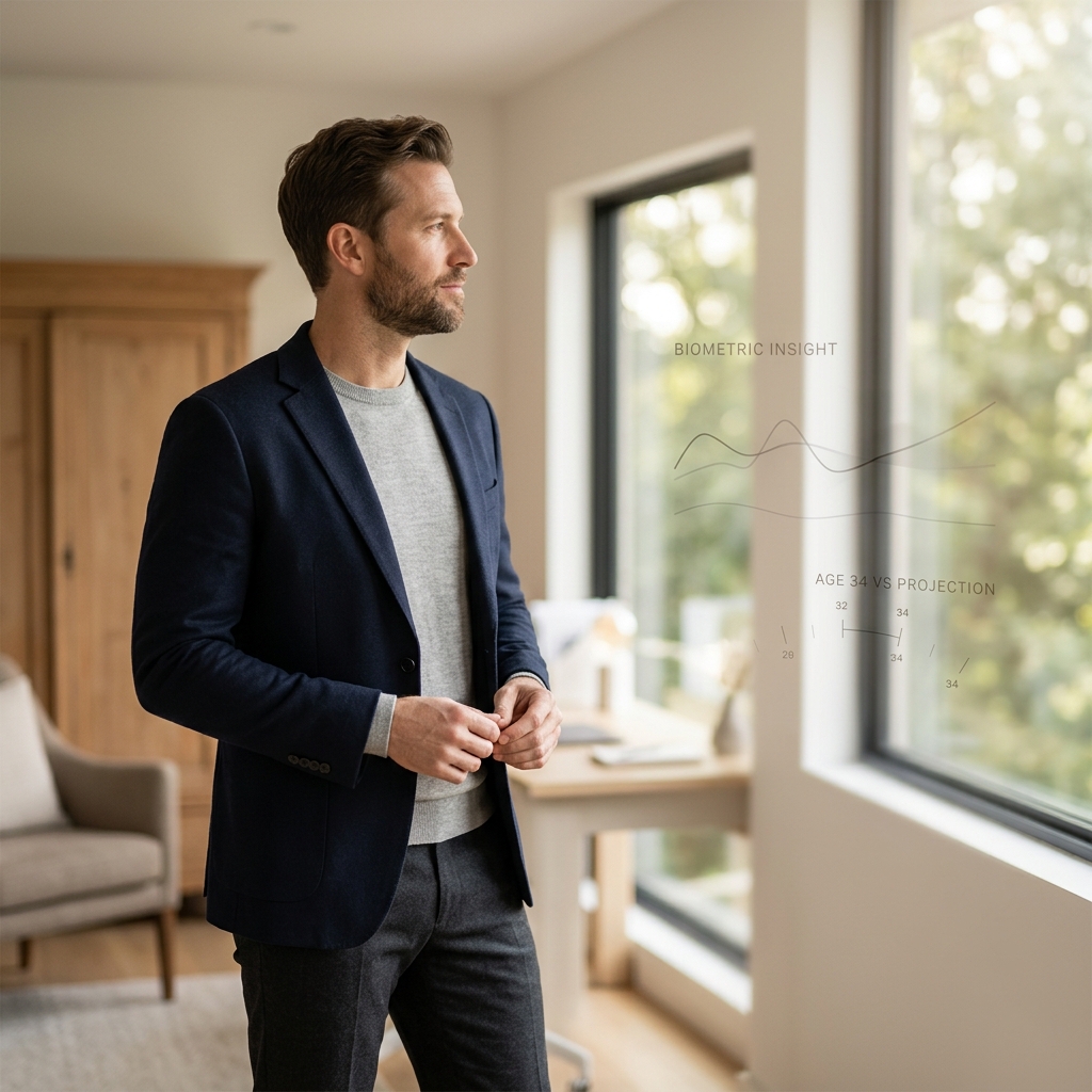 Contemplative professional in light-filled wellness space