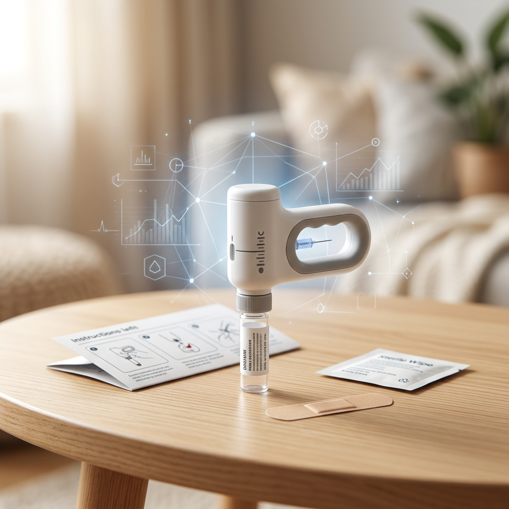Discrete premium blood collection kit in studio setting