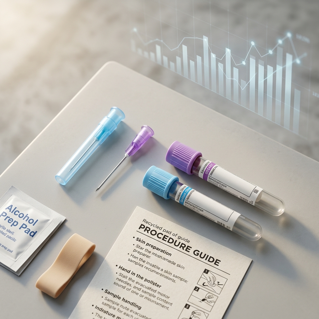 At-home blood collection kit on clean professional surface