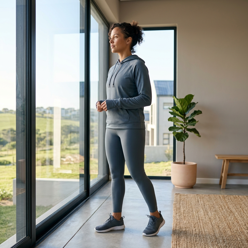 Confident person silhouetted by natural light indoors