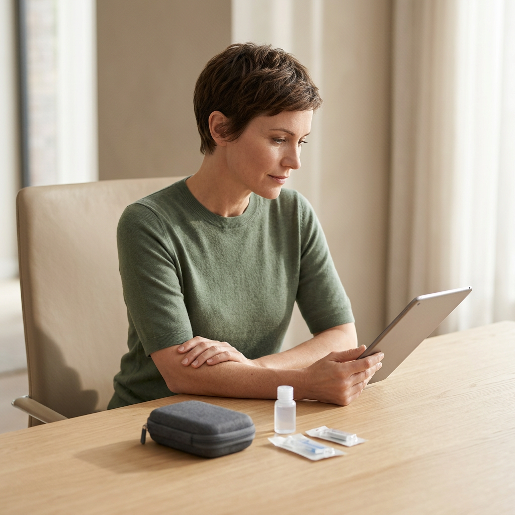 Professional reviewing personalized health data on tablet