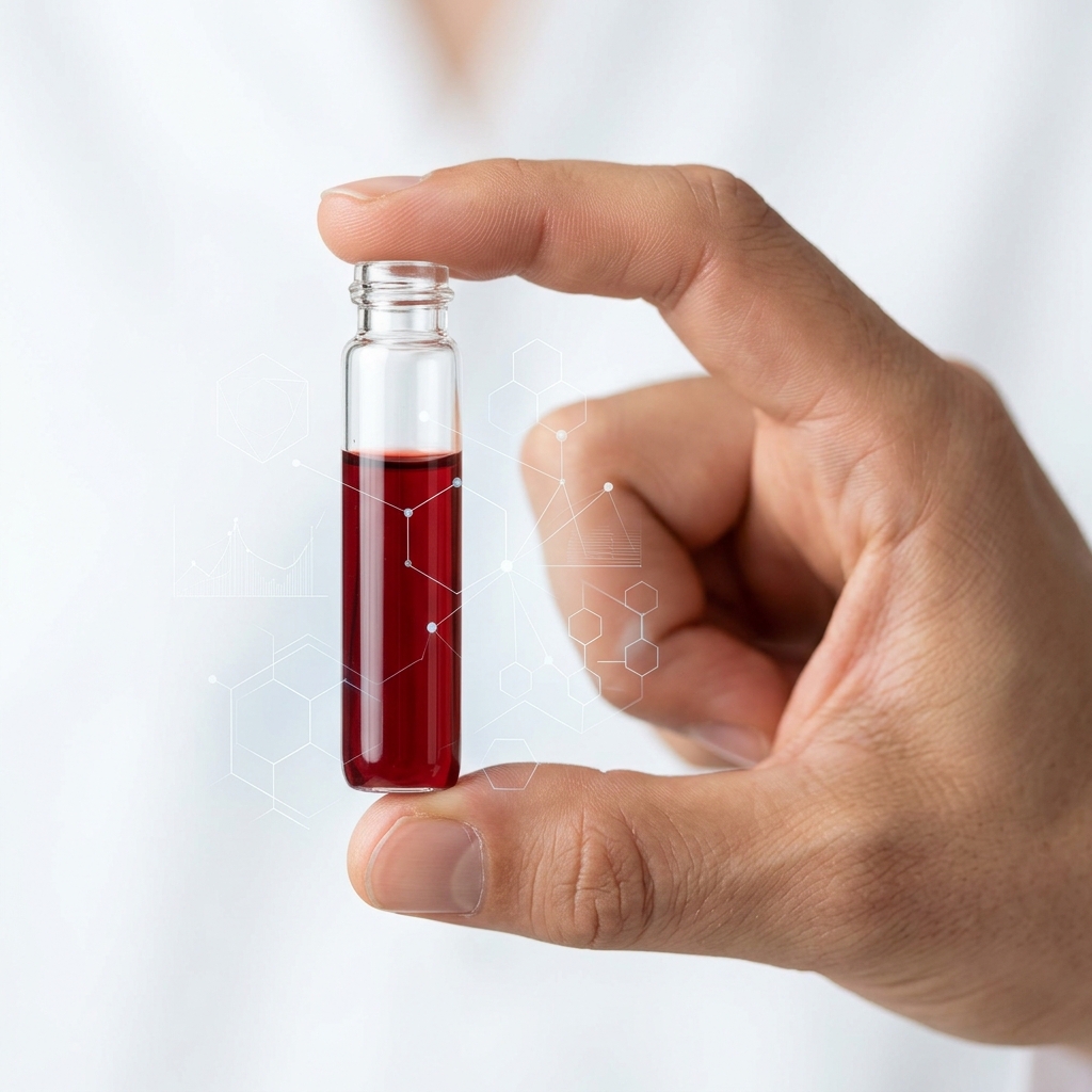 Blood sample vial with health data visualization