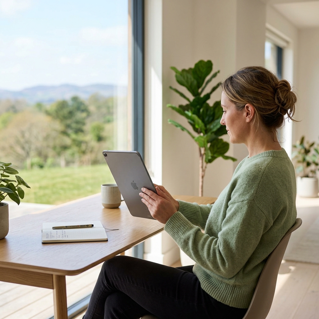 Professional reviewing health results on secure dashboard
