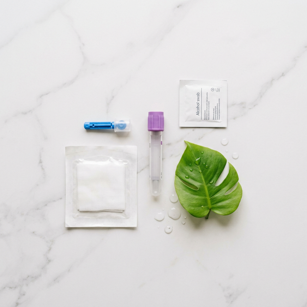 Precision biomarker collection kit on marble surface