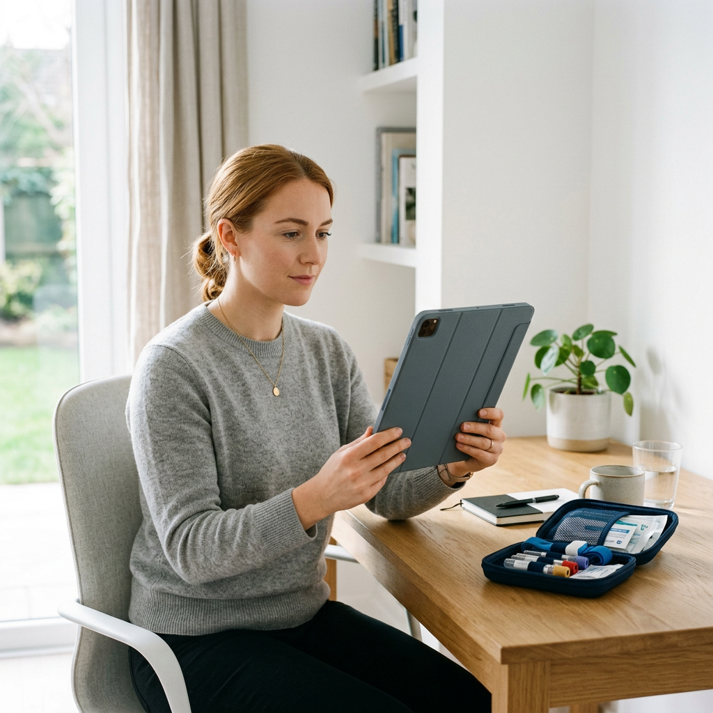 Person reviewing personalized health data on tablet at home