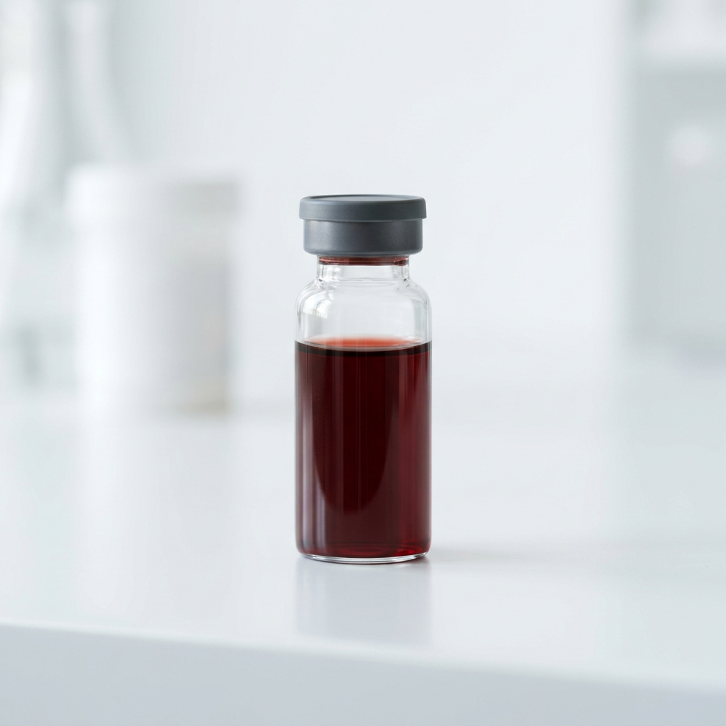 Blood sample vial illuminated to showcase laboratory precision and quality