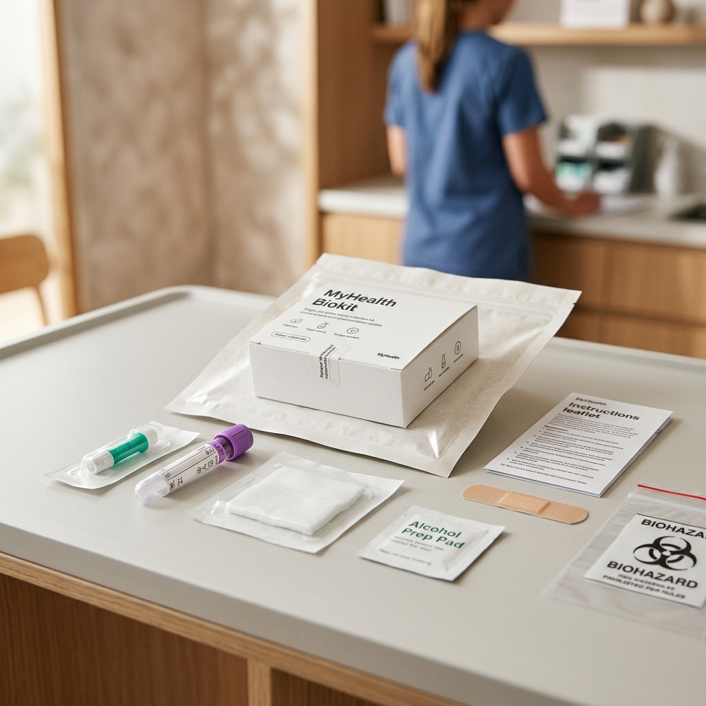 Blood collection kit displayed on clean surface