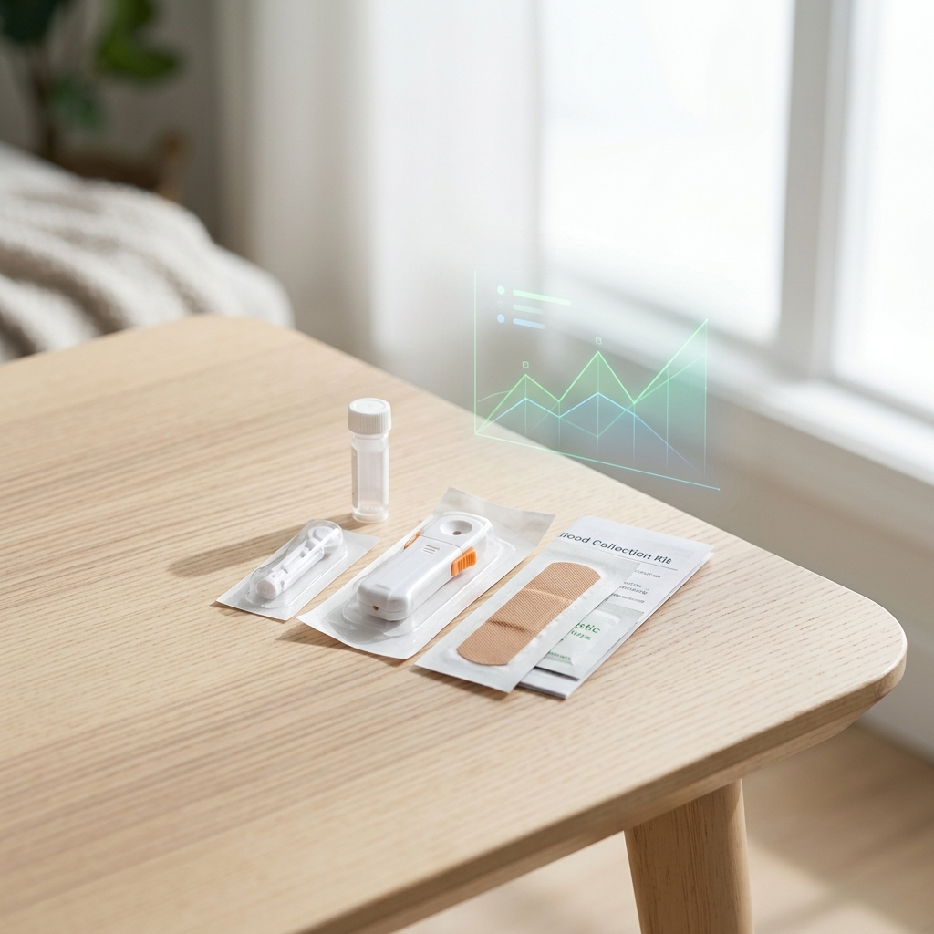 At-home blood collection kit with health data overlay