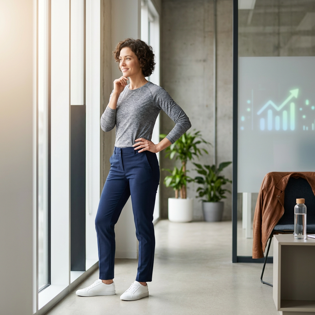 Empowered professional in natural light symbolizing proactive wellness
