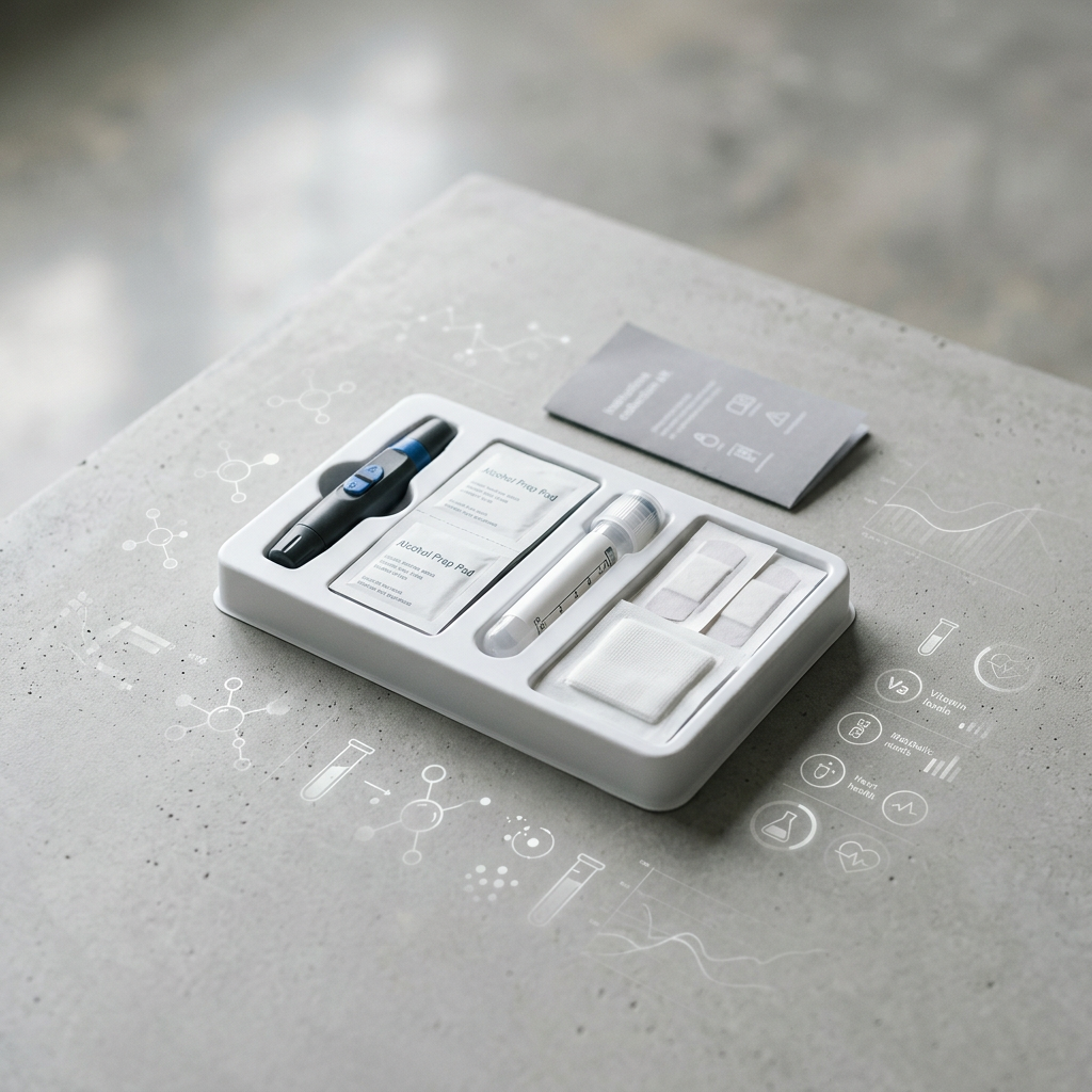 Preventive health collection kit in minimalist home setting