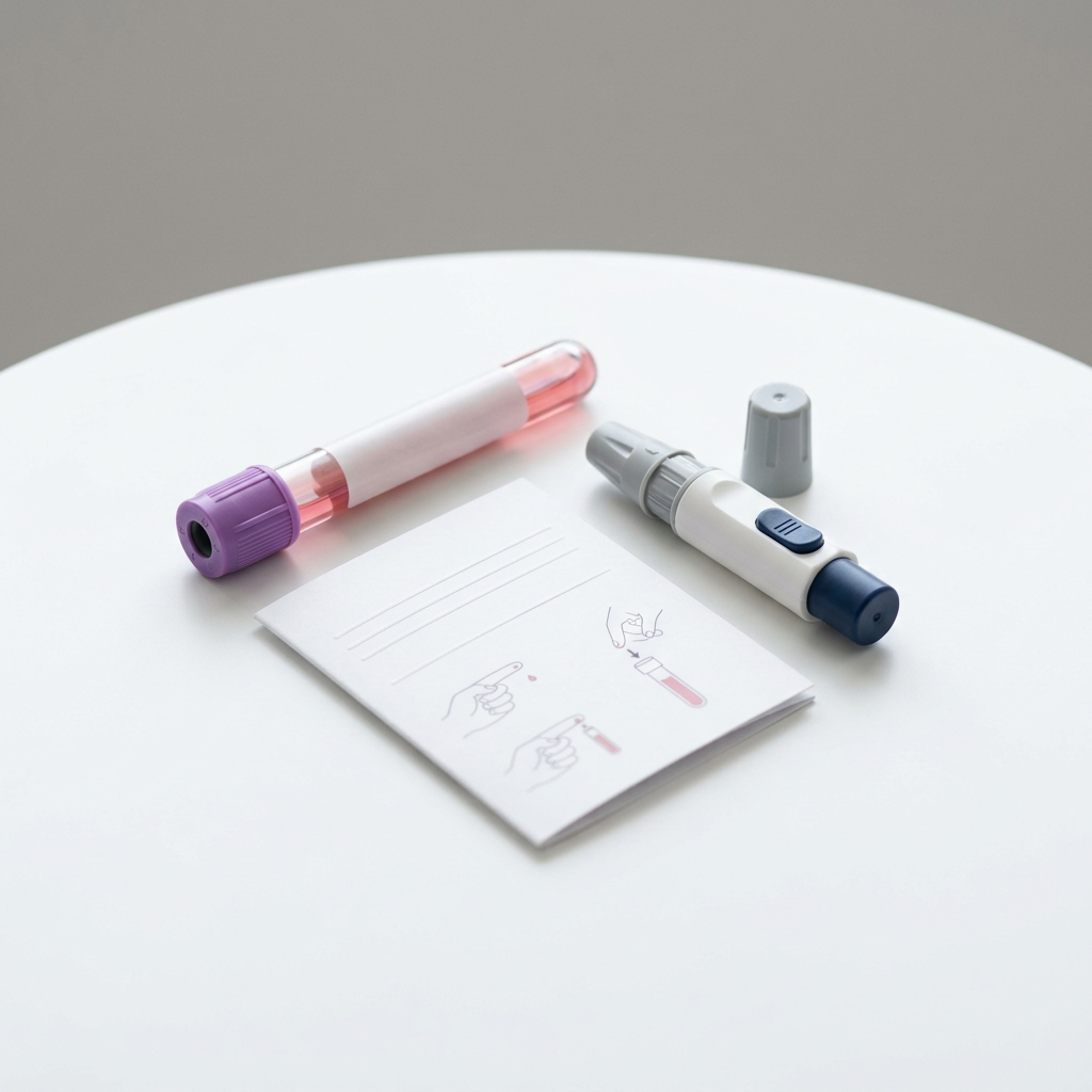 Premium blood collection kit displayed on minimal white surface