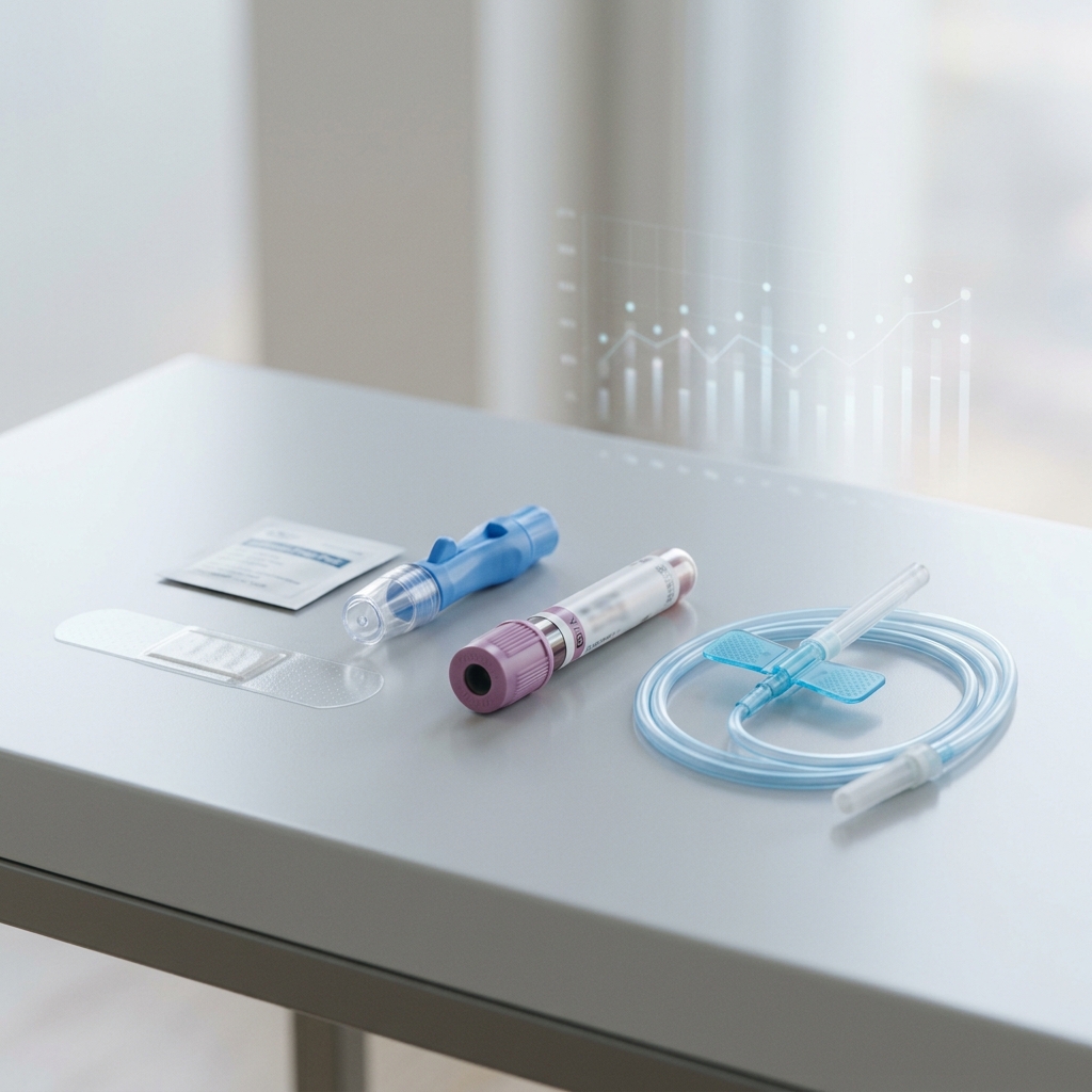 Biomi blood collection kit on minimalist surface