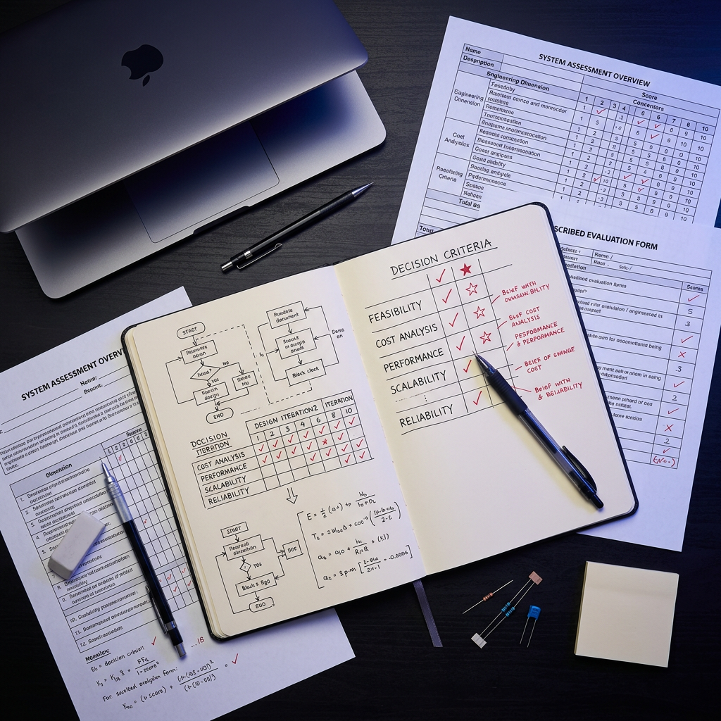 Overhead view of tool evaluation framework and notes