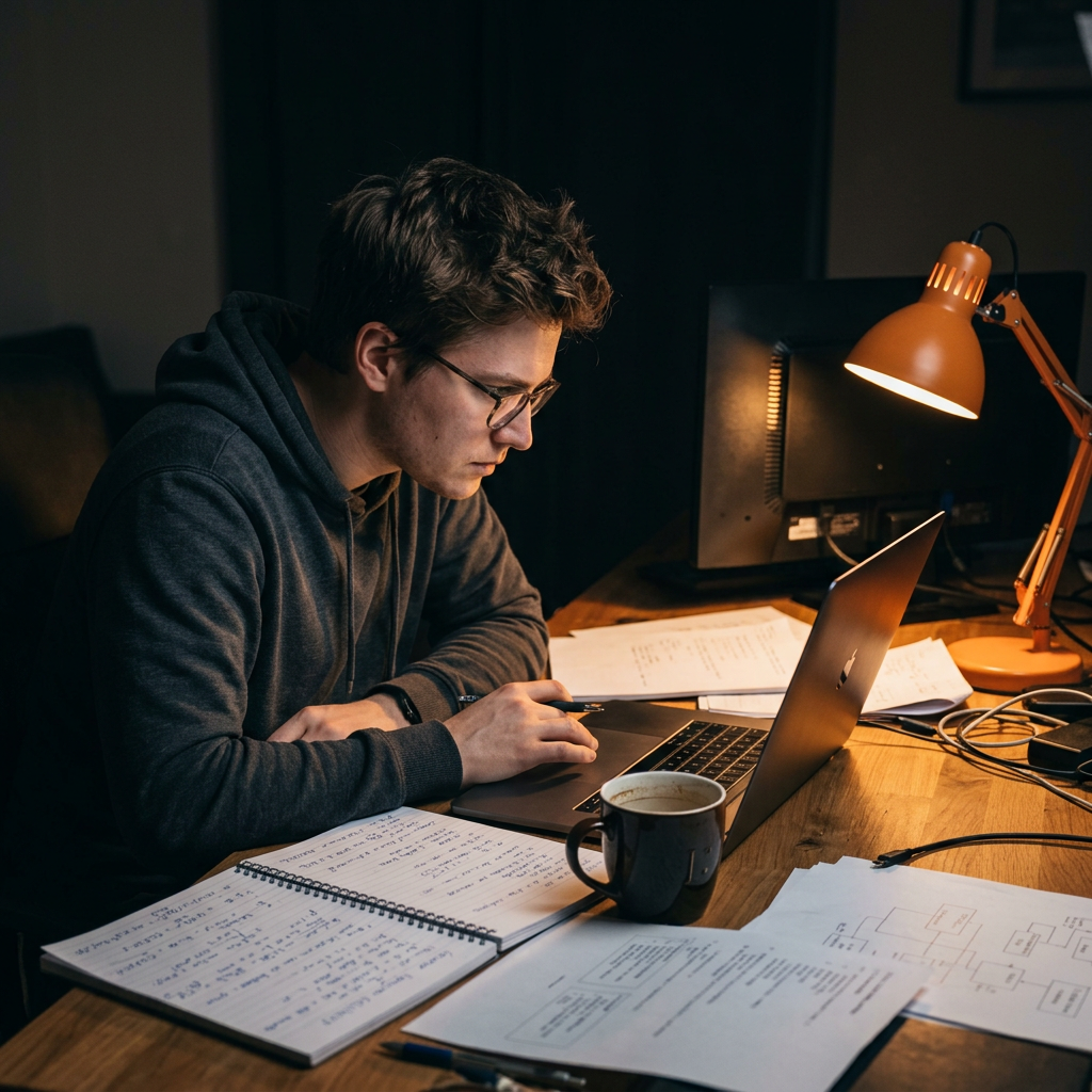 Developer analyzing legacy codebase at desk
