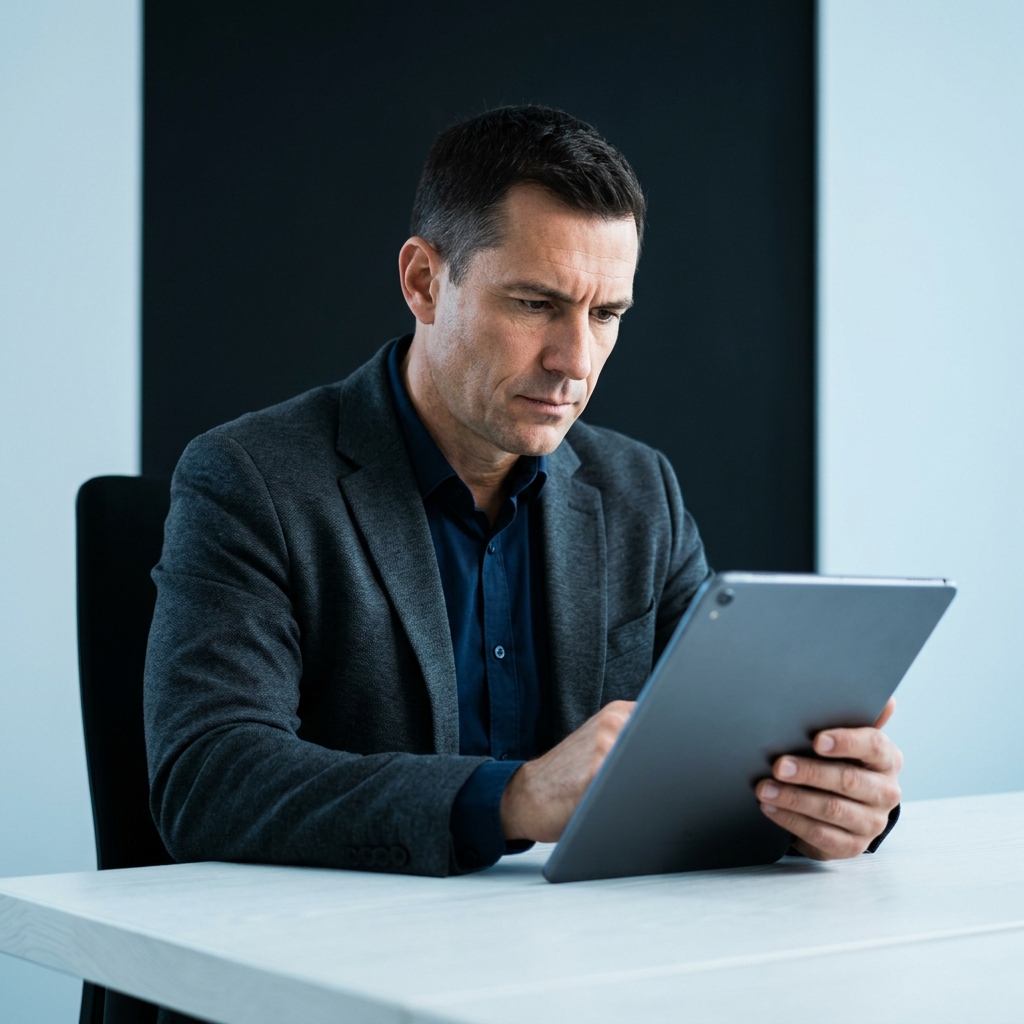 SaaS leader reviewing AI visibility strategy dashboard