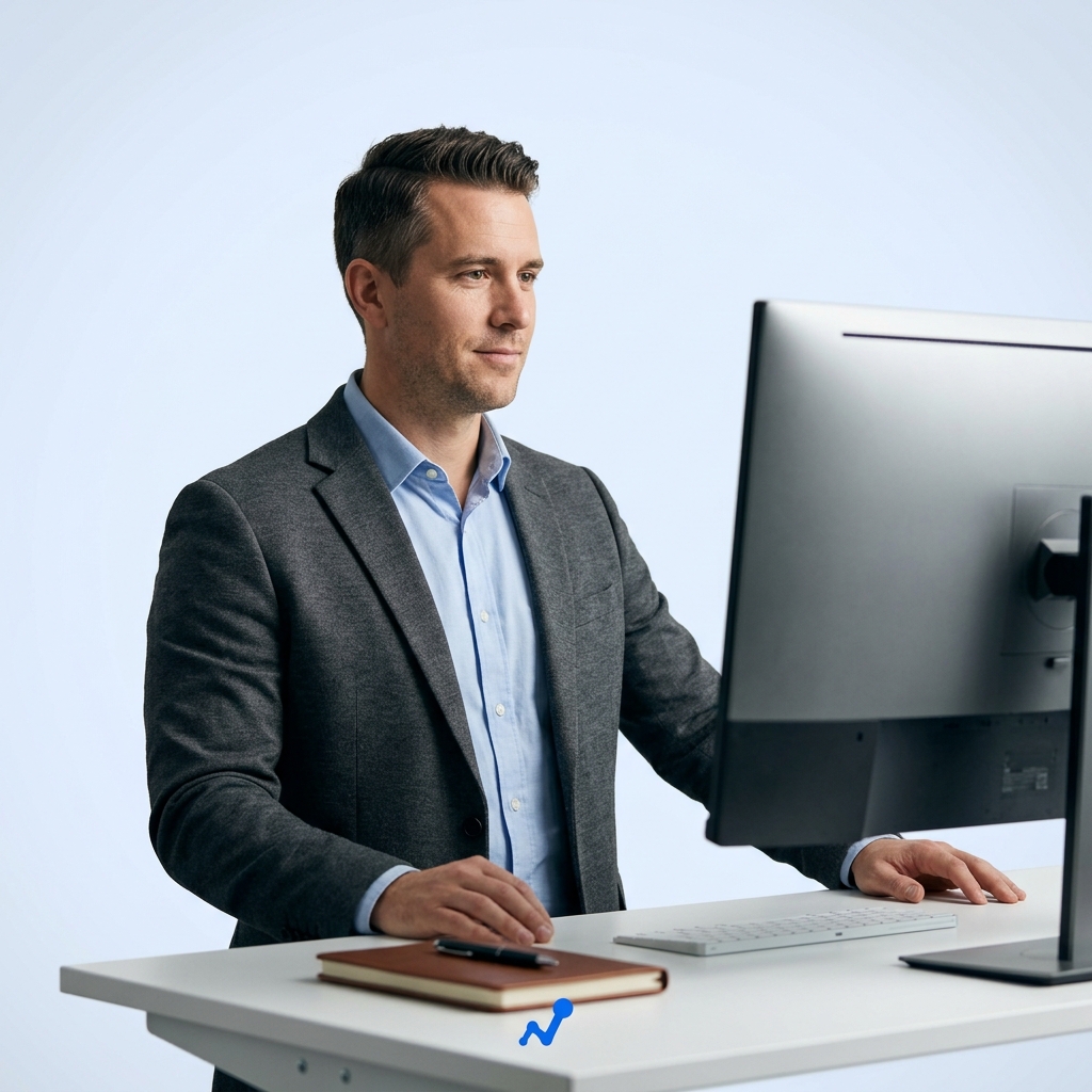 Focused marketing leader reviewing optimization strategy