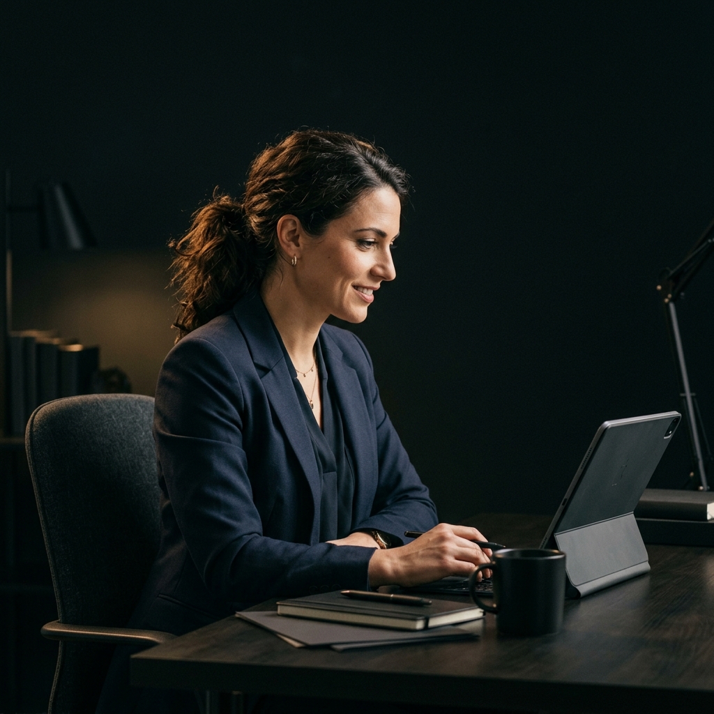 Marketing professional reviewing AEO performance strategy