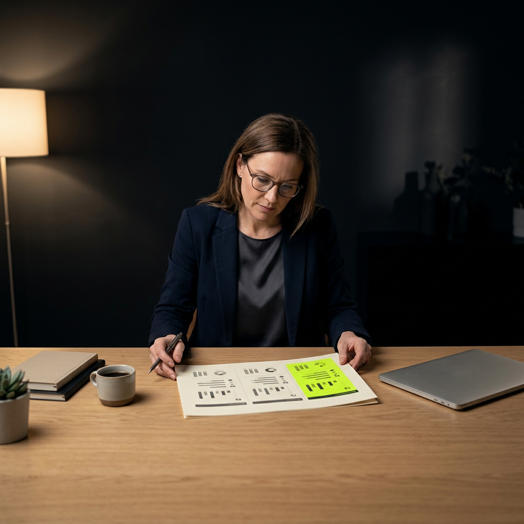 Marketing leader evaluating optimization strategy comparison