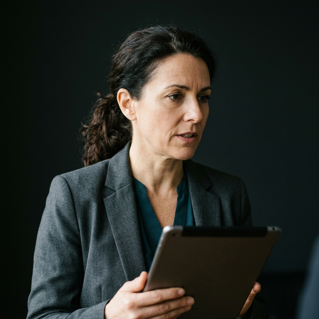 Founder reviewing AI citation dashboard on tablet