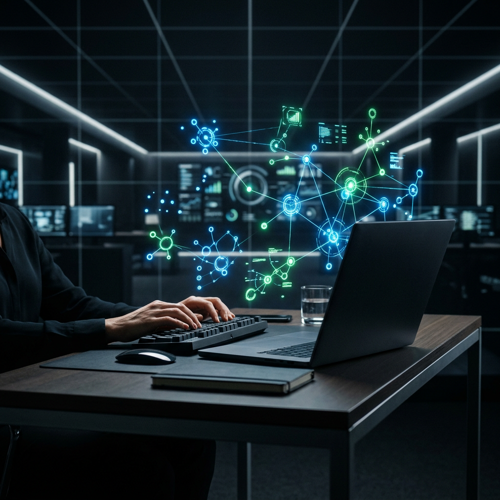 Founder managing investor CRM at illuminated command center