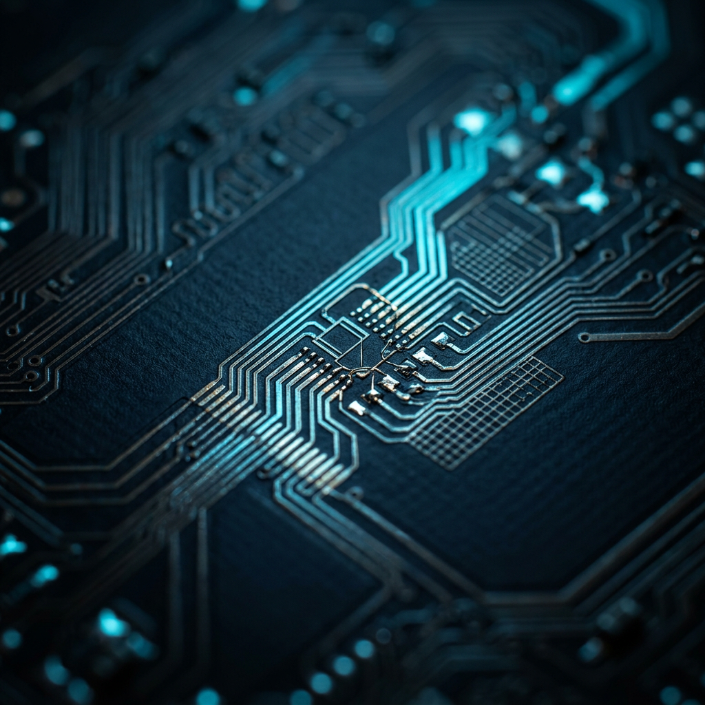 Precision semiconductor circuit detail under directed light