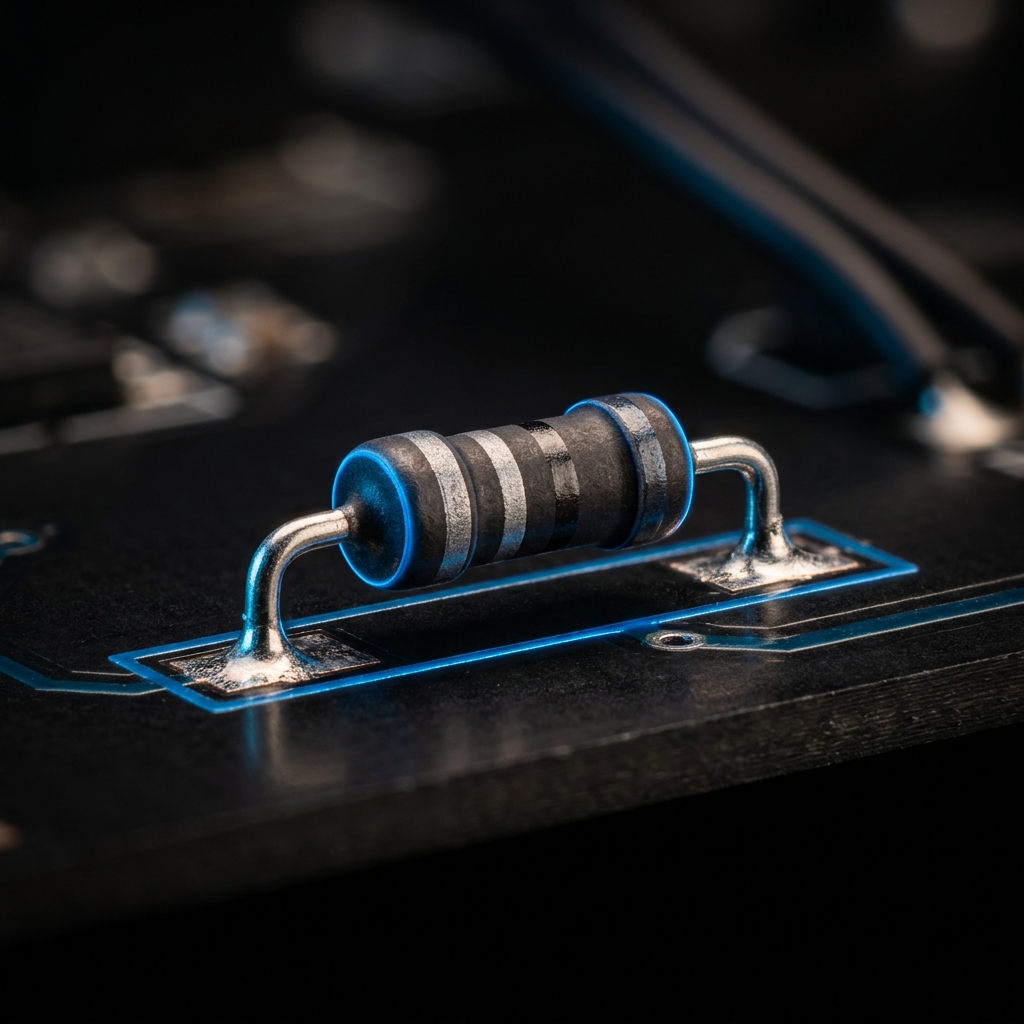 Macro detail of precision electronic component on circuit board