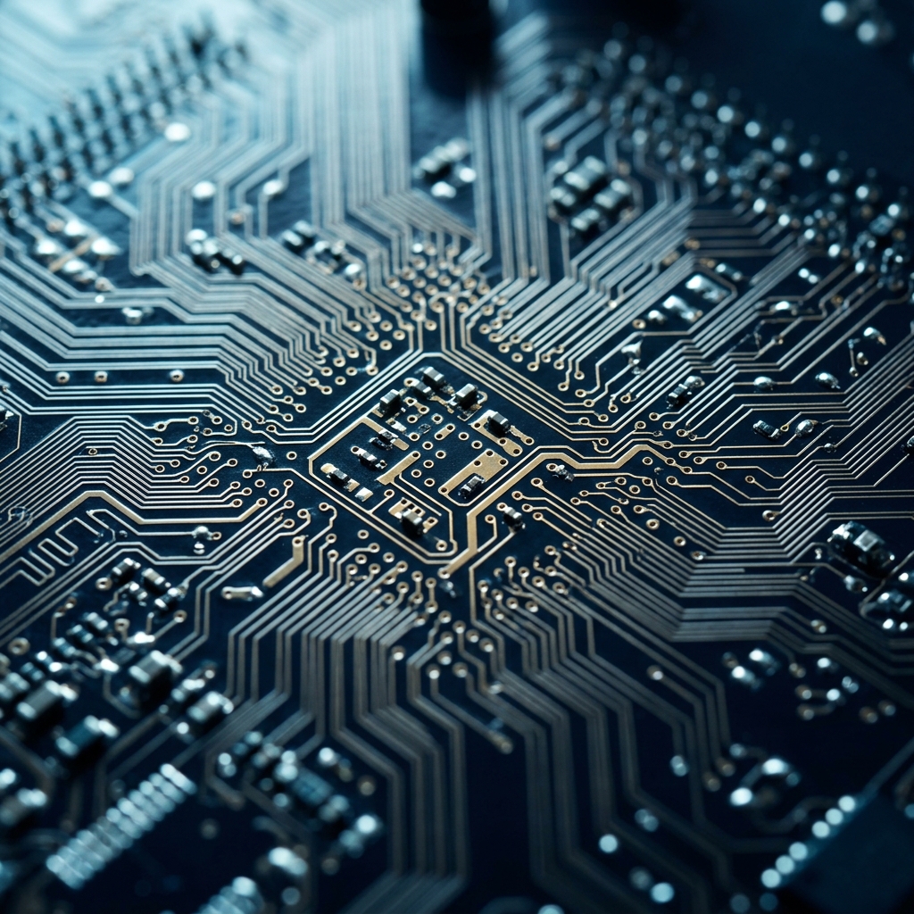 Macro circuitry pathways with cyan illumination