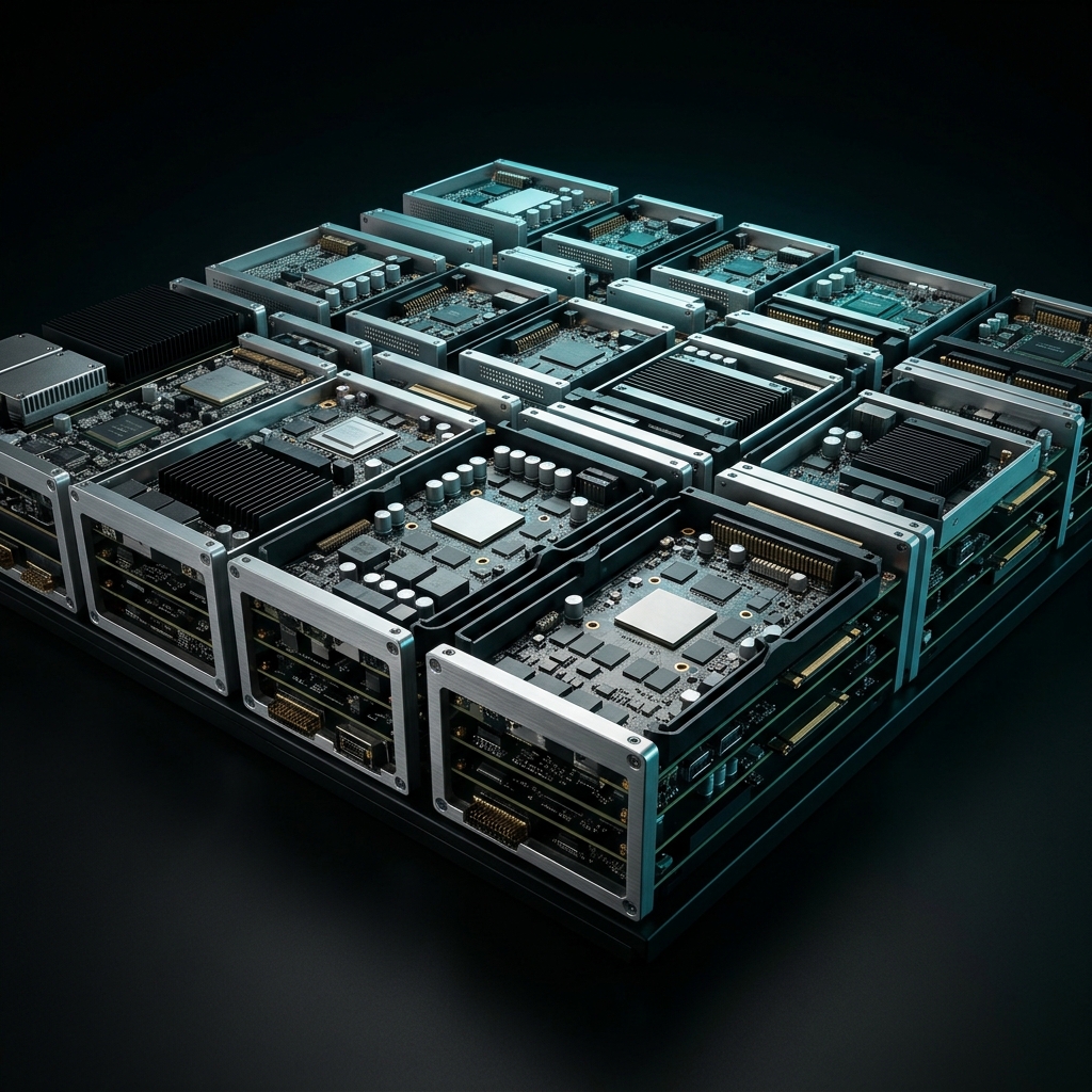 Modular hardware components arranged in geometric formation