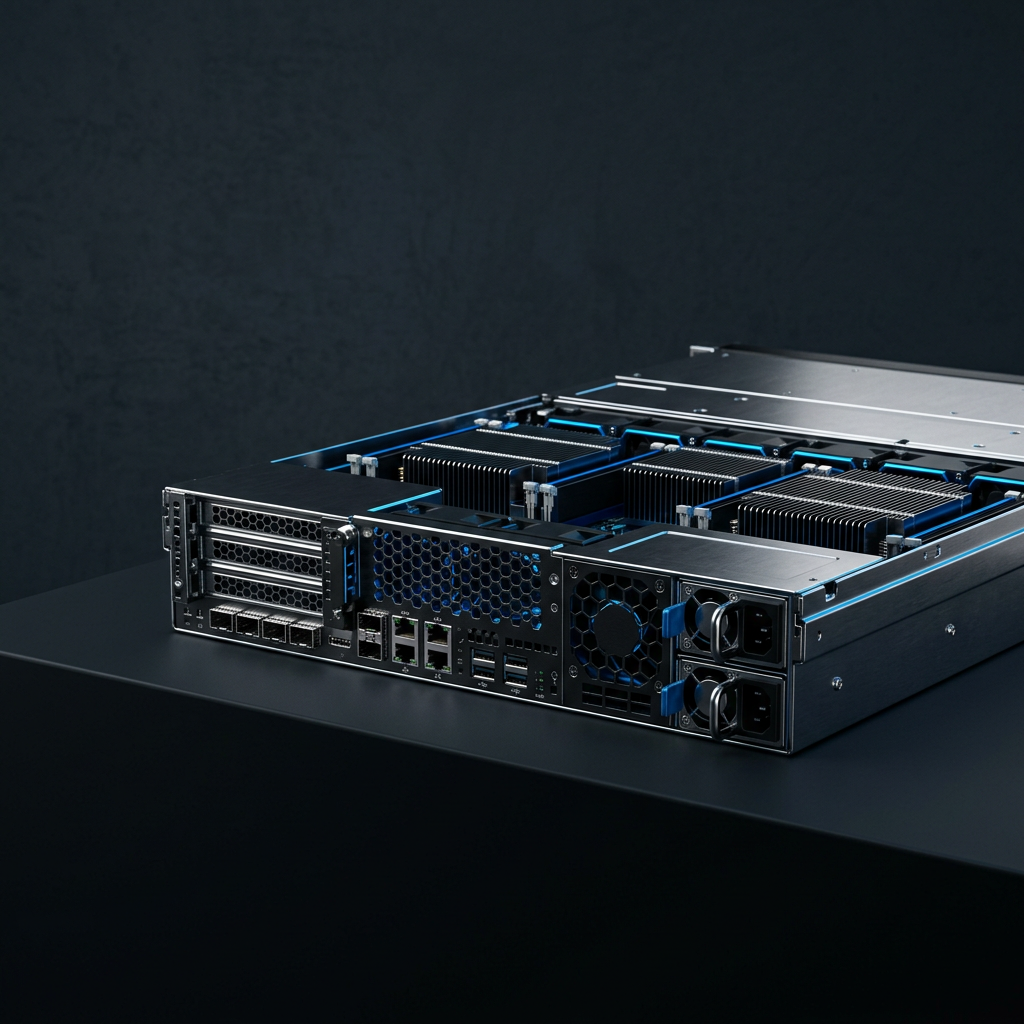 Enterprise server hardware rear-angled view