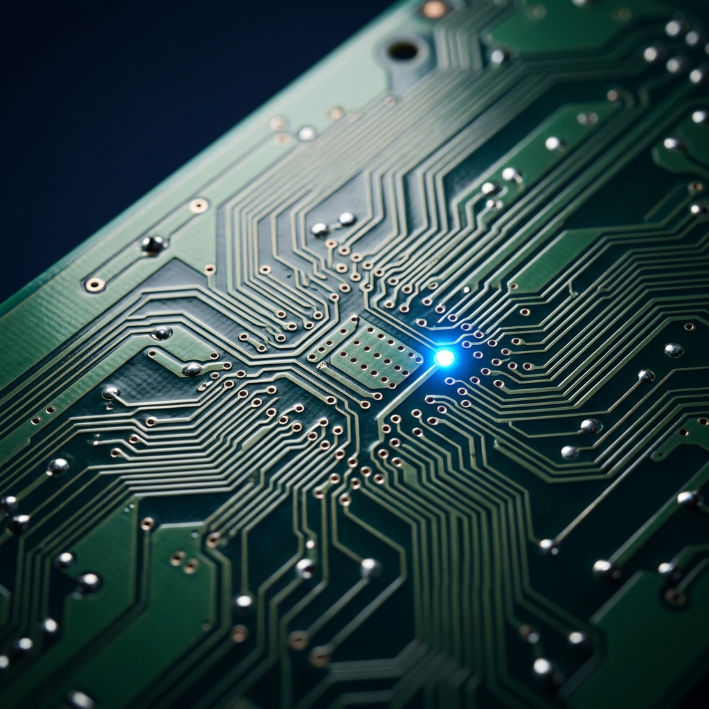 Circuit board detail with verification checkpoint highlighted