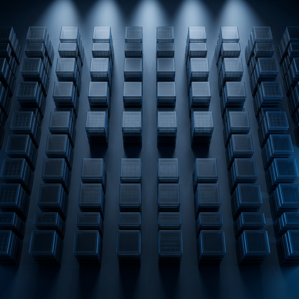 Stacked data layers viewed from above with shadow definition