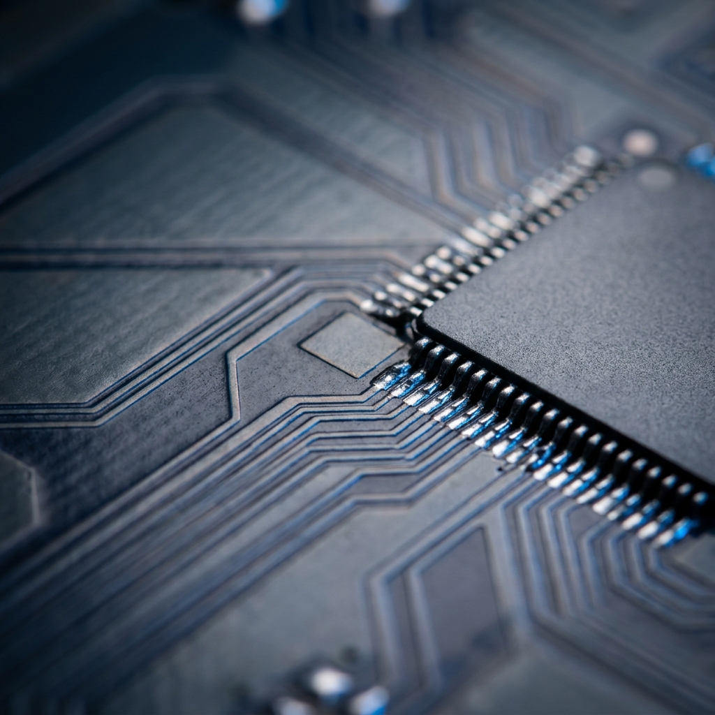 Macro circuit board with precision highlights