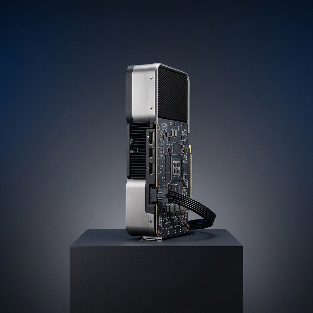 Rear view of AI accelerator hardware component