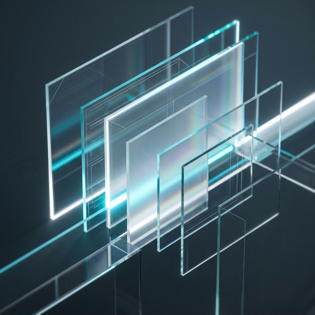 Layered translucent planes with architectural lighting concept