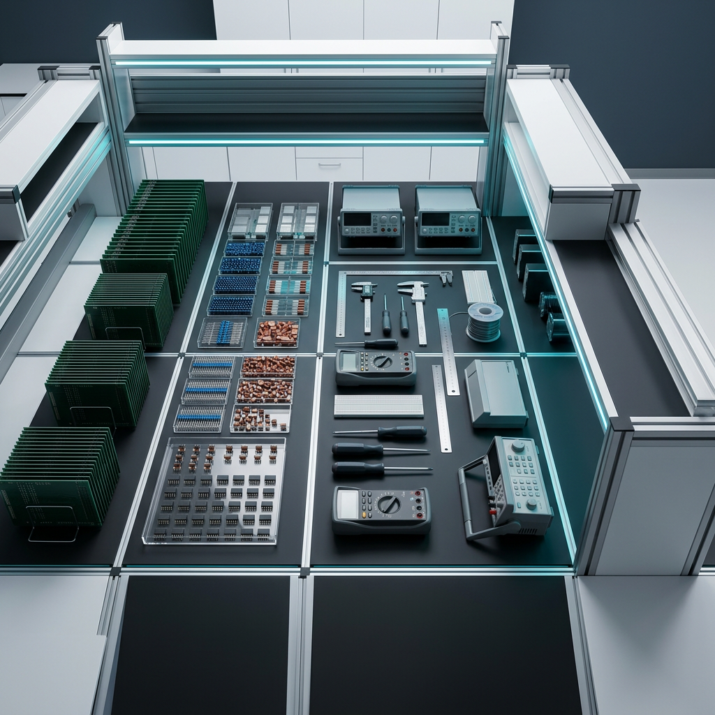 Organized laboratory workstation with modular measurement components