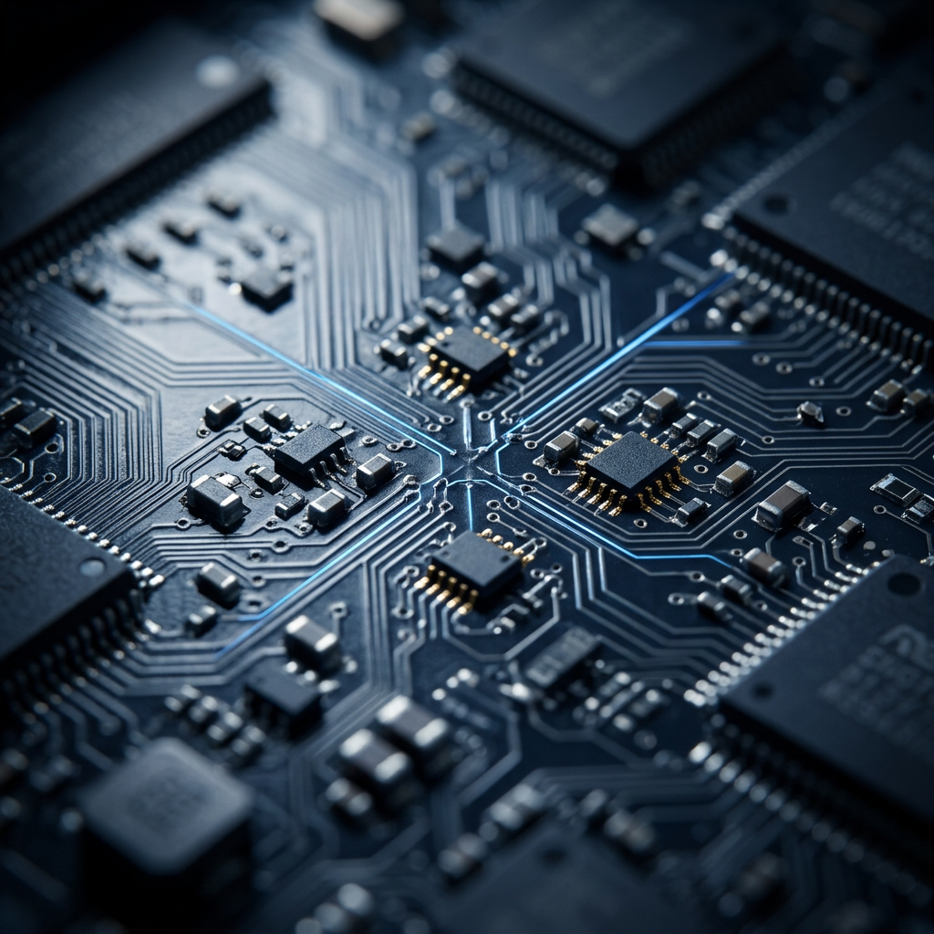 Semiconductor circuit pathways under precise studio lighting